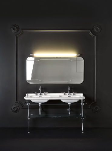 Waldorf Doppel Waschtisch 150 cm mit Metallgestell und Glasplatte